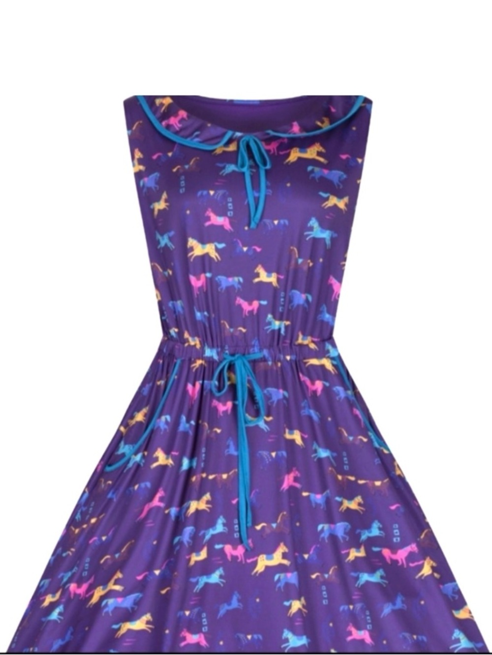 Lindy Bop Peyton Purple Horses Dress - Picture 2 of 12
